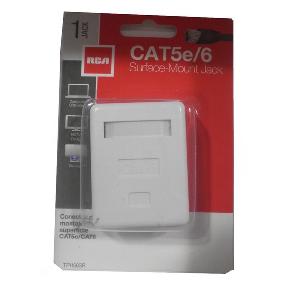 6 x RCA White Surface Mount Jack, Plastic CAT 5E/6 Wall Jack, TPH563R -Free Ship - Picture 5 of 7